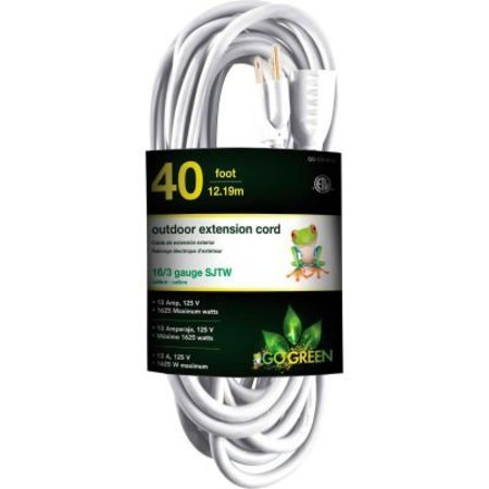GOGREEN GoGreen Power 16/3 SJTW 40ft Heavy Duty Extension Cord, GG-13740WH - White GG-13740WH